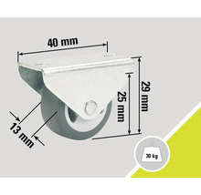 Rată cu o capacitate portantă de 30 de kilograme și dimensiuni de 40 x 29 milimetri.