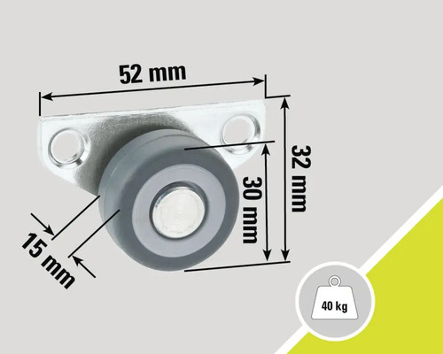Suport rolă cu dimensiunile 52 mm x 32 mm și o capacitate portantă de 40 kg