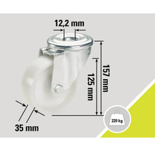 Rola cu dimensiunile 12,2 mm, 35 mm, 125 mm și 157 mm, capacitate portantă 220 kg