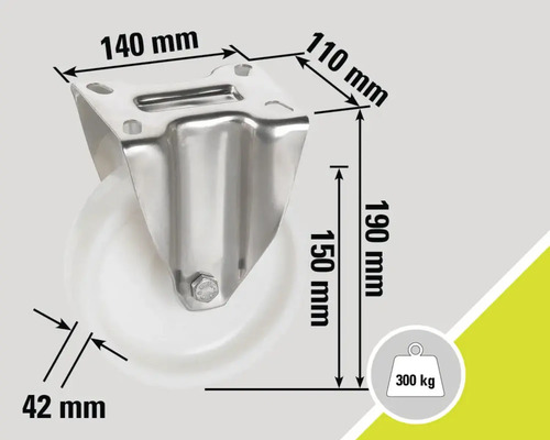 Suport rolă cu dimensiunile 140 mm, 110 mm, 190 mm și 42 mm, capacitate maximă de încărcare 300 kg