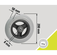 Roată cu dimensiunile 50 mm, 8 mm și 200 mm, sarcină maximă 75 kg