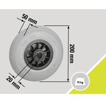 Roată cu dimensiunile 200 mm x 50 mm și o capacitate portantă de 75 kg
