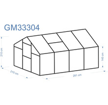 Reprezentare grafică a unui model de seră cu dimensiuni