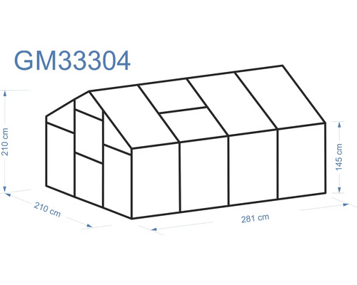 Reprezentare grafică a unui model de seră cu dimensiuni