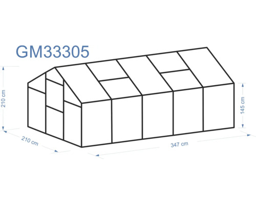 Imagine a unei sere cu dimensiunile de 210, 210, 347 și 145 centimetri