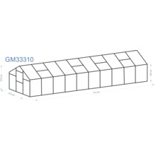 Imagine a unui solar cu dimensiunile 712 cm lungime, 210 cm lățime și 145 cm înălțime.