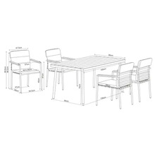 Dimensiunile unui set de mobilier de grădină cu masă și patru scaune