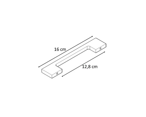 Mâner din lemn cu dimensiunile de 16 cm și 12,8 cm