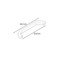 Desen al unui mâner de mobilier cu dimensiunile de 14,2 cm și 12,8 cm