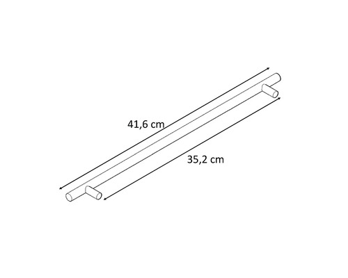 Desen al unui mâner bară cu dimensiunile de 41,6 cm și 35,2 cm.