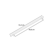 Diagramă a unei bare de 51,2 centimetri cu un spațiu de 44,8 centimetri