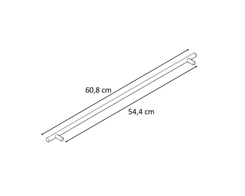 Desen tehnic al unei bare cu dimensiunile de 60,8 cm și 54,4 cm