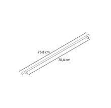 Reprezentare schematică a unei bare de duș cu dimensiunile de 76,8 cm și 70,4 cm.