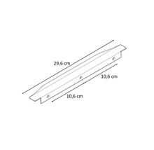 Desen tehnic al unui profil metalic de 29,6 centimetri lungime și 10,6 centimetri lățime