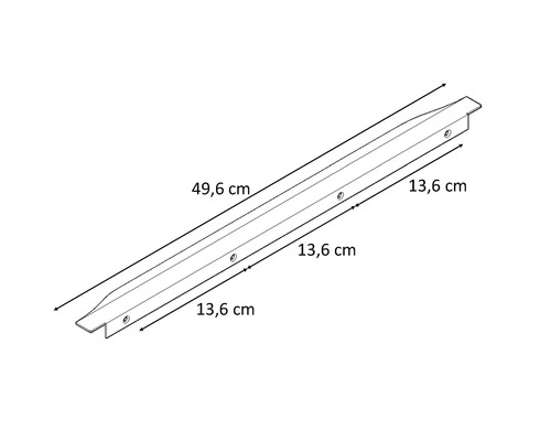 Profil metalic cu dimensiunile 49,6 cm și 13,6 cm