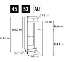 Desen tehnic al unui dulap de bucătărie cu dimensiuni