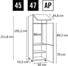 Desen tehnic al unui dulap de bucătărie cu dimensiuni