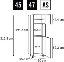 Imagine cu dimensiunile unui dulap înalt