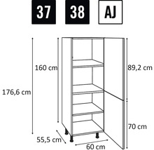 Desen tehnic al unui dulap înalt cu dimensiuni