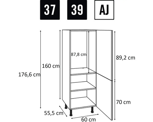 まりえ Front PICCANTE Smart AJ 59,6x159,2 cm, laquer white | HORNBACH