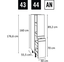 Desen tehnic al unui dulap de bucătărie cu dimensiuni