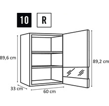 Desenul unui dulap de perete cu dimensiunile 89,6 x 60 x 33 cm