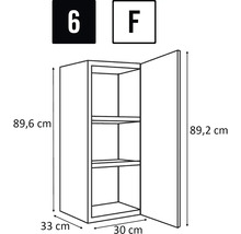 Desen tehnic al unui dulap suspendat cu dimensiunile 89,6 x 33 x 30 cm