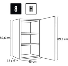 Schemă dulap suspendat cu dimensiunile 89,6 x 45 x 33 cm