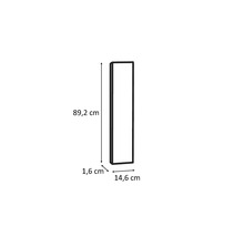 Dimensiunile unei oglinzi dreptunghiulare de perete cu o înălțime de 89,2 cm, o lățime de 14,6 cm și o adâncime de 1,6 cm