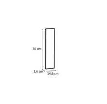 Dimensiunile unei oglinzi: 70 cm înălțime, 14,6 cm lățime și 1,6 cm adâncime.