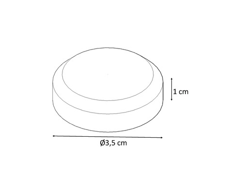 Desen cu un capac de acoperire cu diametrul de 3,5 cm și înălțimea de 1 cm