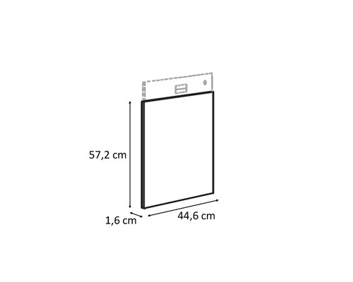 Desenul cadrului frontal al unui corp de bucătărie cu dimensiuni