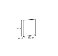 Desenul unui element de dulap cu dimensiunile de 70 cm înălțime, 59,6 cm lățime și 1,6 cm adâncime