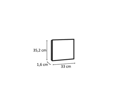 Dimensiunile articolului: 35,2 cm înălțime, 33 cm lățime, 1,6 cm adâncime