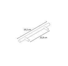 Desen al unui mâner de mobilă cu dimensiunile de 19,2 cm și 12,8 cm