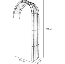 Arcadă de grădină din metal cu dimensiunile de 260 cm înălțime, 132 cm lățime și 40 cm adâncime
