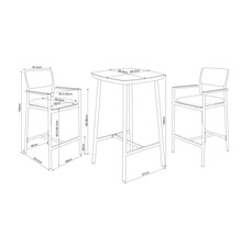 Dimensiunile unui set de bar cu masă și două scaune