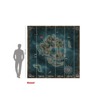 Pictură murală Komar cu o hartă a insulei cu animale și plante, dimensiune 300 pe 280 centimetri