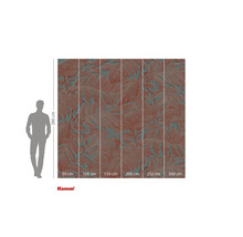 Fototapet cu model de frunze și indicații de dimensiune