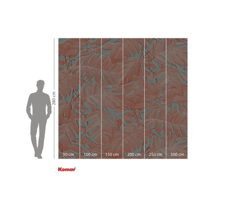 Fototapet cu model de frunze și indicații de dimensiune