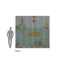 Tapet foto Komar cu lumea subacvatică, far, submarin, balon cu aer cald și barcă cu pânze