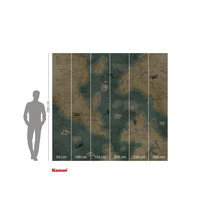 Imagine de perete Komar cu motiv de hartă a lumii și indicații de dimensiune.