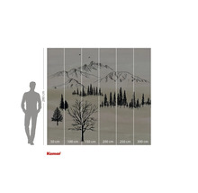 Fototapet cu peisaj montan și motiv forestier pentru decorarea peretelui