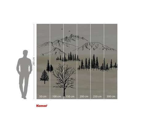 Fototapet cu peisaj montan și motiv forestier pentru decorarea peretelui