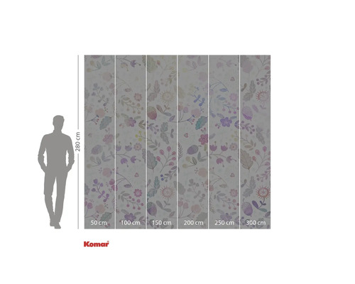 Tapet foto Komar cu model floral, 280 cm înălțime și lățimi de la 50 cm la 300 cm