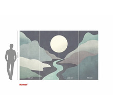 Fototapet cu motiv abstract de munte și lună, dimensiuni cu indicarea mărimii