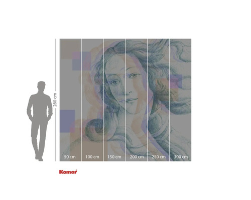 Pictură murală Komar Nașterea lui Venus, înălțime 280 cm, indicații de dimensiune