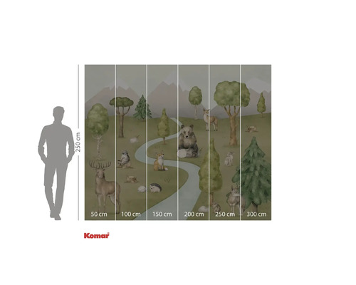 Fototapet cu animale sălbatice, copaci și munți