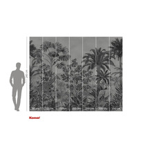 Tapetă foto cu motive de junglă, inclusiv girafă, zebră și elefant