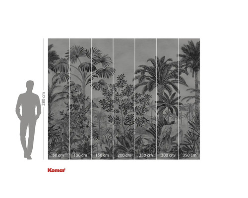 Tapetă foto cu motive de junglă, inclusiv girafă, zebră și elefant